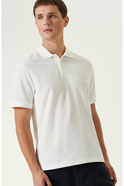 Network Kırık Beyaz Polo Yaka Jakarlı Tshirt