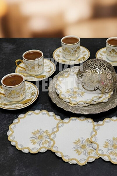 Çt Çeyizci Tekstil Sunumluk Peçete, Kokteyl Peçetesi, Kahve Yanı Sunumluk, Bardak Altlığı 6 Adet Sunum Peçetesi