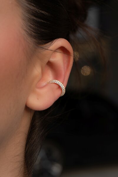 Rumon Zirkon Taşlı 925 Ayar Gümüş Ear Cuff Küpe