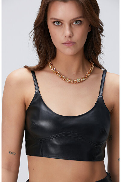 Network Siyah Deri Büstiyer