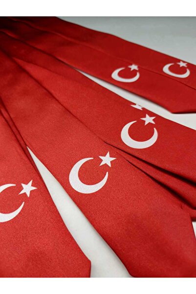 GallanD Tie for 5-6 Year Old Children with Crescent Moon, Star, and Ataturk Pattern, Fixed Tie for Boys.