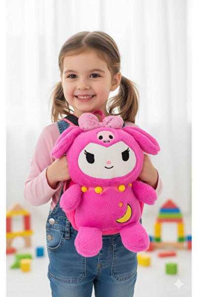 Pufline Çocuklar İçin Kuromili Peluş Çanta Sırt Çantası MOR (45 cm)