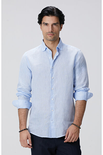 Network Açık Mavi Keten Gömlek