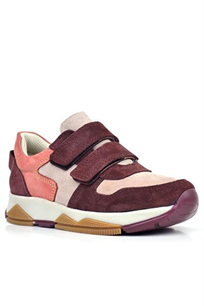 Rakerplus Genuine Leather Powder Claret Red Children's Sneakers Sports Shoes