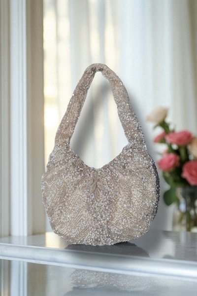 vesperatr Boncuklu incili tasarım kol çantası