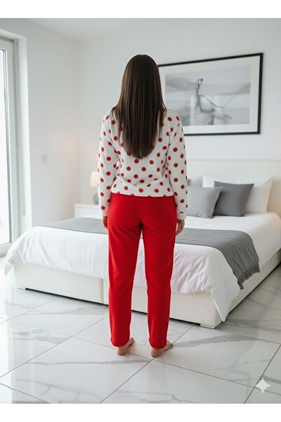 FAMES PİJAMA Women's Red Polka Dots Pajama Set