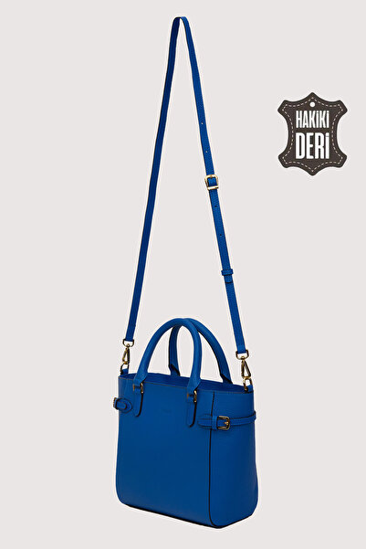 SİMORE Hakiki Deri Kadın El Çantası Mavi SMR7922