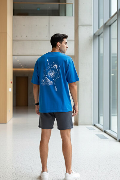 UNCİA OUTDOORS tricou unisex oversize cu decolteu o cu imprimeu pe spate busolă