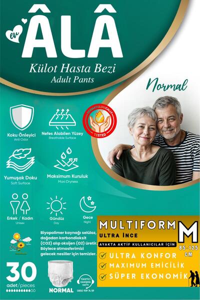 EVA ÂLÂ Multiform 30'lu Ayakta Hasta Kaçırma Külodu Seviye 2 (1200ML EMİCİLİK...