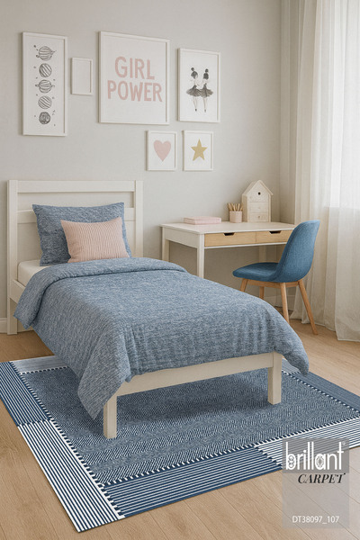 Brillant GRİ-LACİVERT Jüt Sisal Görünüm Kaymaz Taban Yolluk Halı