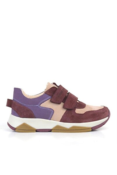 Rakerplus Genuine Leather Claret Red Pink Girls Velcro Sneakers Sports Shoes