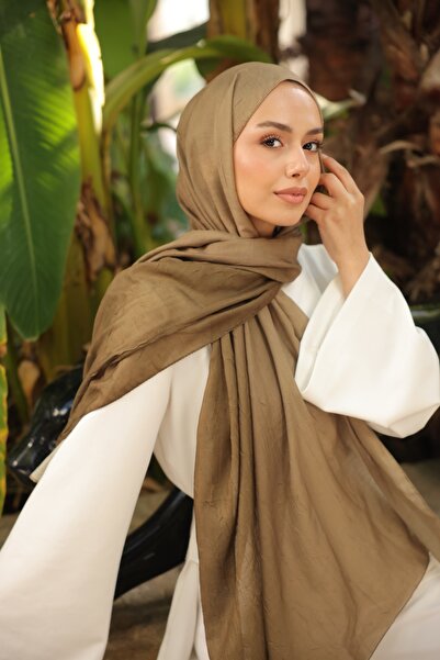 Mira İpek Degrade İki Renkli Bambu Kraş Şal Tok Duran Kadın Şal Haki