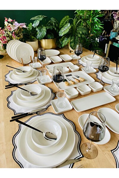 CASA DE BELLA 124 Parça Modern Sade 12 Kişilik Yemek Ve Kahvaltı Takımı