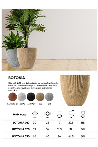 BOSTANN DEKORATİF SAKSI - BOTONIA 030 - 50L - BEJ