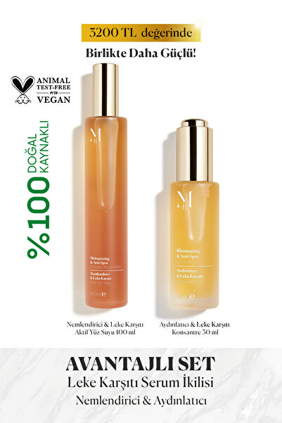 MİSBAHÇE Nemlendirici & Leke Karşıtı Aktif Yüz Suyu 100 ml + Aydınlatıcı & Le...