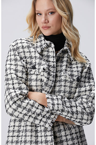 Network Ekose Desenli Püskül Detaylı Tüvit Dış Gömlek
