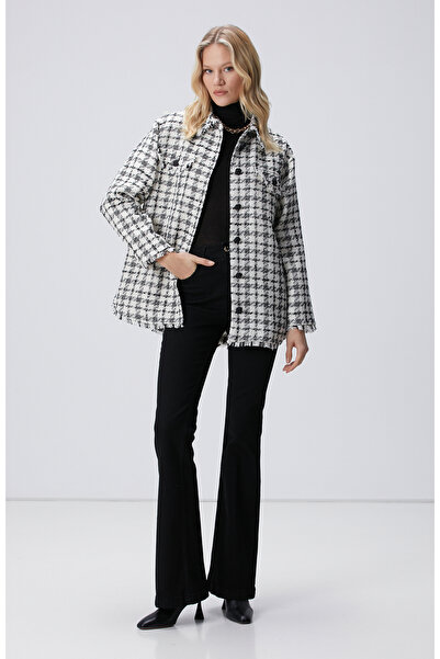 Network Ekose Desenli Püskül Detaylı Tüvit Dış Gömlek