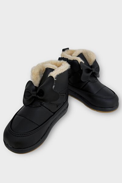 Liger İçi Kürklü Cırtlı Kız Çocuk Bebek Ayakkabısı SİYAH