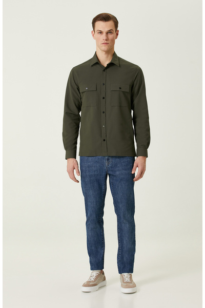 Network N-Tech Haki Gofreli Gömlek