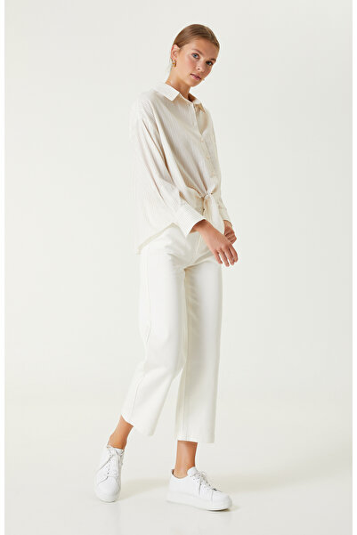 Network Kırık Beyaz Bej Çizgi Desenli Gömlek