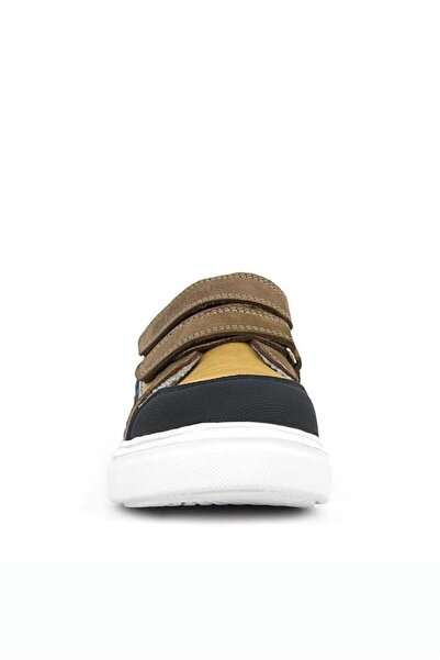 Rakerplus Παιδικά αθλητικά παπούτσια από γνήσιο δέρμα με ψηλή σόλα και Velcro - Tan