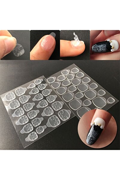 Nail Master 24 Adet Zararsız Tırnak Yapıştırıcı Bant Sticker Şeffaf Takma Tırnak Tak Çıkar Yapıştırma Bandı