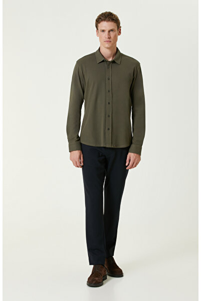 Network Haki Merserize Örme Gömlek