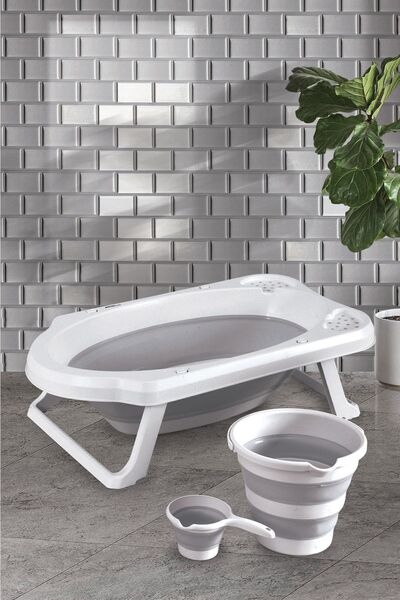Zuu Baby Gri Katlanır Banyo Seti