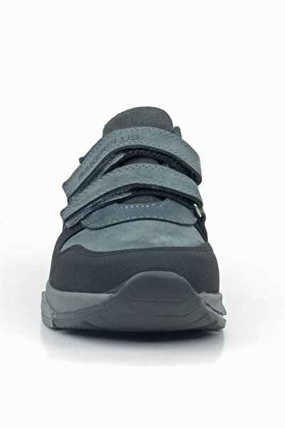 Rakerplus Dark Gray and Black KidsSneakers- Genuine Leather, Velcro Sneakers