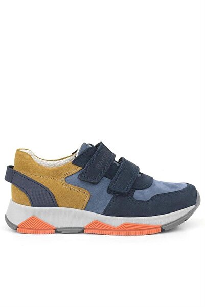 Rakerplus Hakiki Deri Lacivert Taba Çocuk Sneakers Spor Ayakkabı