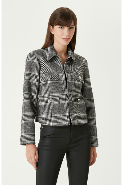 Network Siyah Beyaz Ekose Ceket