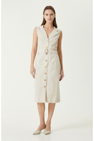 Network Bej Kadın Keten Elbise