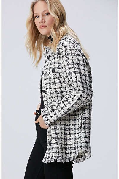 Network Ekose Desenli Püskül Detaylı Tüvit Dış Gömlek