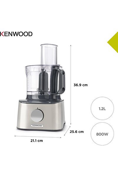 Kenwood معالج طعام متعدد الوظائف بقوة 1000 واط مع 3 أقراص من الفولاذ المقاوم للصدأ، وخلاط زجاجي، ومفرمة B