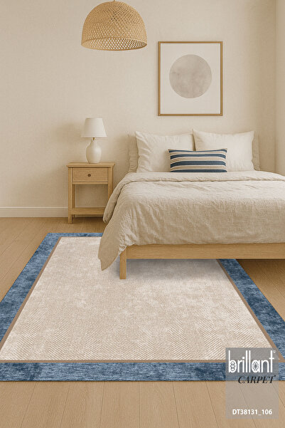 Brillant BEJ-KOYU MAVİ Jüt Sisal Görünüm Bordürlü Kaymaz Taban Yolluk Mutfak ...