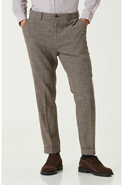 Network Kahverengi Keten Karışımlı Kazayağı Pantolon