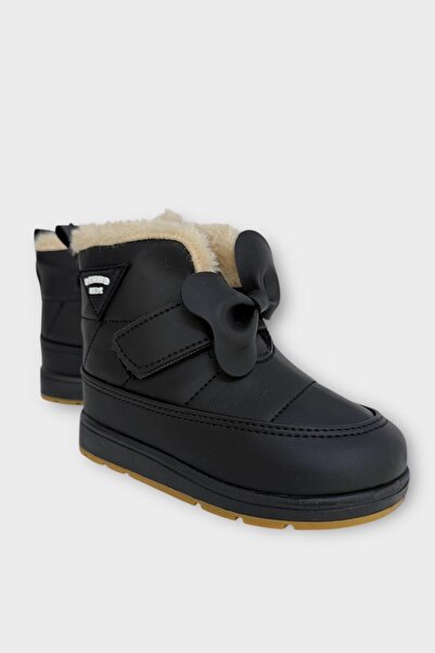 Liger Girls' Baby Shoes with Fur Inside and Velcro Black