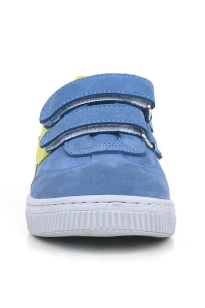 Rakerplus Genuine Leather Blue Green Velcro Children's Sneakers