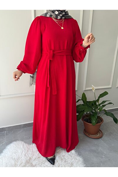 afife Büyük beden aerobin kumaş A kesim Seyyar kemerli elbise