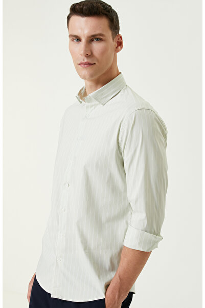 Network Yeşil Çizgi Desenli Gömlek