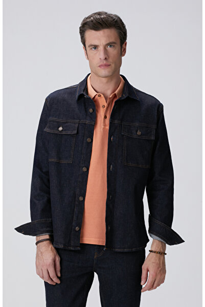 Network Lacivert Denim Gömlek