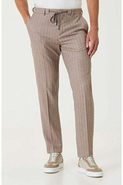 Network Bej Çizgili Pantolon