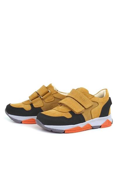 Rakerplus Genuine Leather Yellow Black Kids Sneakers Sports Shoes