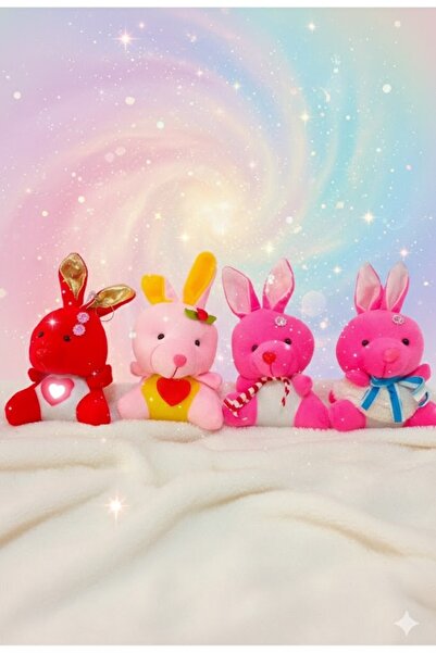 Pufline Sevimli Tavşan Aksesuar Anahtarlık Peluş Tavşan 15 Cm