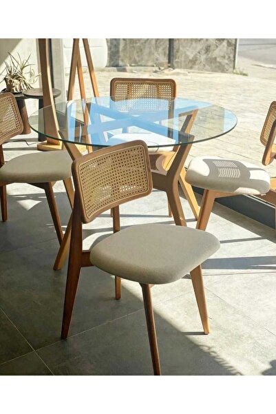 holzwelt Hazeranlı Sandalye Ahşap Sandalye 4 Adet