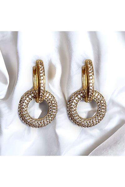 Vitastyle Gold Color Stone Detail Interlocking Earrings
