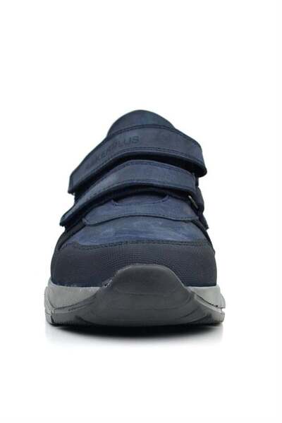 Rakerplus Hakiki Deri Lacivert Cırtlı Gri Tabanlı Çocuk Sneakers Spor Ayakkabı