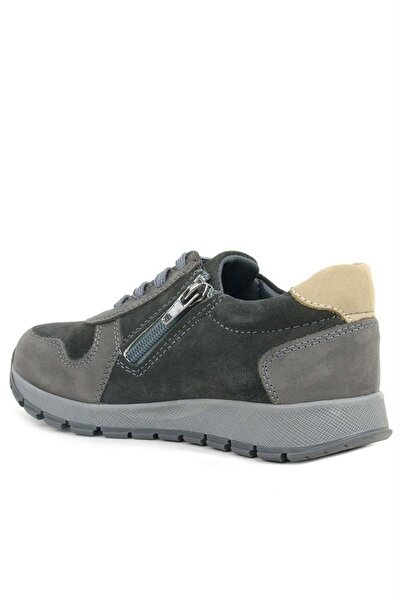Rakerplus Leather Gray Sand Color Zippered Sneakers