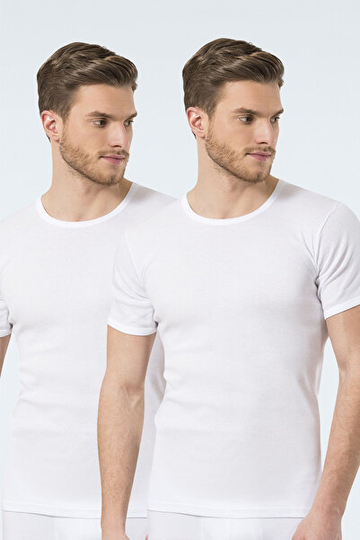 TÜREN Ανδρικό εσώρουχο 102 Ribbed O Neck Διπλή Συσκευασία-ΛΕΥΚΟ