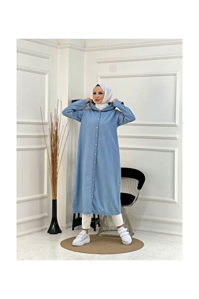 VELLICHOR Καπέλο με κουκούλα τζιν- Μπλε τζιν παλτό